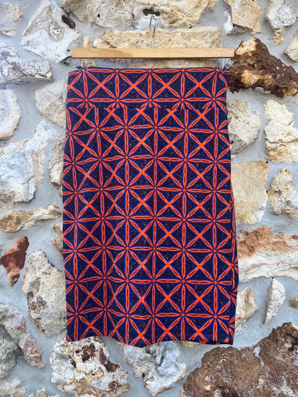 pencil skirt funky starburst abstract aztec vibrant L ( size 14-16 )